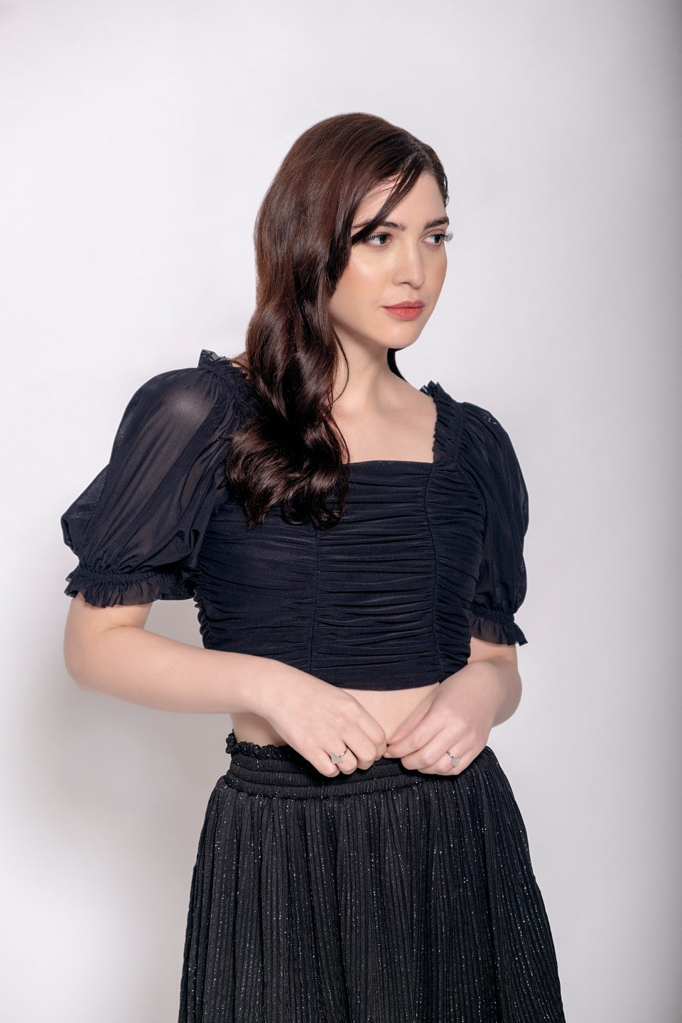 Black Net Crop Top